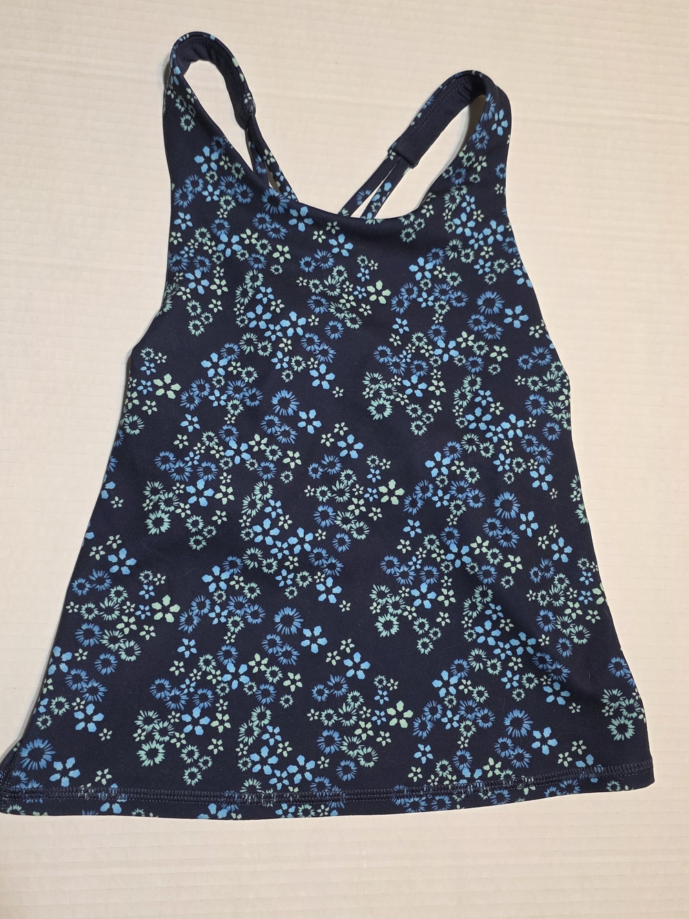 All In Motion Navy Floral Racerback Tank with Blue Teal Print, Size XL (14)